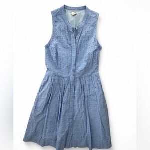 J Crew Sleeveless Blue Eyelet Dress